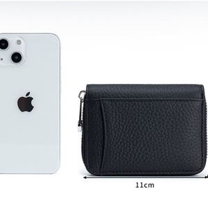 Women's Luxury RFID Feature Vintage Style Slim Wallet Clutch <b>Purse</b> Genuine Leather with Polyester Lining Open Closure - Product Image 5