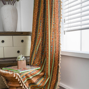 Rideaux Jacquard Avec Glands Salon Rideaux D'extérieur Tissu Oriental <span class=keywords><strong>Japonais</strong></span> Porte Rideaux Panneaux Vintage - Product Image 1