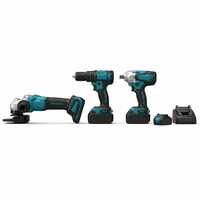 Kit combiné d'outils électriques sans fil sans balais 3 en 1 : perceuse, visseuse à chocs, meuleuse d'angle avec batterie et chargeur rapide pour le bricolage et la construction
