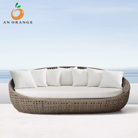 Sofá Cama de Ratán para Jardín y Terraza, Tumbona para Piscina, Cama de Ratán para Hotel y Villa, en Oferta