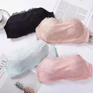 low price mix inventory clearance stock Strapless Padded Seamless Sexy Push Up Free Size Bandeau Tube Top Lace Bra For Women