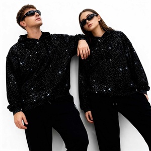 เสื้อฮู้ดดี้ประดับเพชร สไตล์สตรีท คอลเลคชั่นใหม่ ฤดูใบไม้ผลิ 2026  โลโก้สั่งทำได้ คุณภาพสูง ผ้าคอตตอนผสมโพลีเอสเตอร์ ทรงโอเวอร์ไซส์ แบบครอป - Product Image 2