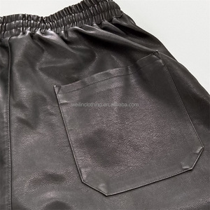 <span class=keywords><strong>Pantaloncini</strong></span> da ginnastica in pelle nera con coulisse personalizzati per uomo - Product Image 6