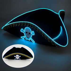 Sombrero con luz Led para fiesta de Halloween, sombrero luminoso de algodón con estampado personalizado de Pascua, gorra de capitán pirata con Flash de alambre de música KTV - Product Image 3