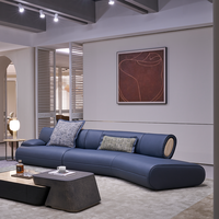 Ensemble de canapés de salon de luxe moderne en forme de I, canapé modulaire en cuir véritable, meubles en cuir véritable