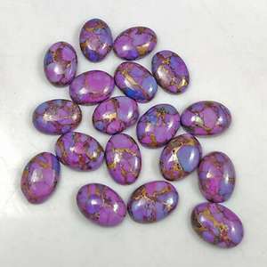Cabujón Ovalado de Turquesa Púrpura Natural de Alta Calidad de 12x16 mm con Efecto de Color de 6 mm para Fabricación de Joyas, Precio al por Mayor - Product Image 4