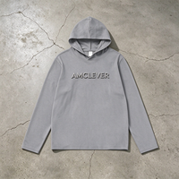 Kaos Hoodie Lengan Panjang Terbaru, Fleece Dua Sisi, Cetak Silikon 3D, Pakaian Olahraga, Atasan Ringan untuk Luar Ruangan