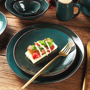 Vente en gros <span class=keywords><strong>de</strong></span> vaisselle verte glaçure réactive, service en grès, assiette à rebord, plat soufflé, tasse et soucoupe, assiette creuse, service <span class=keywords><strong>de</strong></span> table - Product Image 4