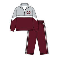 Ensemble personnalisé pour frères et sœurs, bébés et enfants, haut à manches longues et pantalon gris bordeaux, ensemble de vêtements à manches longues et courtes