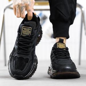 Zapatillas de running casuales con cordones, nueva moda de otoño, absorción de impactos, aumento de altura, parte superior de malla con suela gruesa estilo guerrero negro - Product Image 4