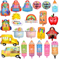 Ballons de rentrée scolaire BLN en gros – Lot de 22 ballons en aluminium Mylar (Autobus scolaire, Crayon, Pomme) – Décoration de fête en classe sans hélium – Vente en gros