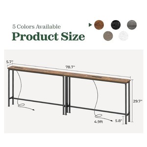 Mesa Consola Estrecha de Bambú con Puertos USB y Estación de Carga, Juego de 2 Mesas Auxiliares para Entrada Moderna - Product Image 2