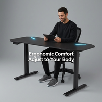 Bureau de jeu sur pied AOR Viper S1 en acier inoxydable, plateau de qualité E0, extensible, avec mémoire de position, mobilier de bureau commercial moderne