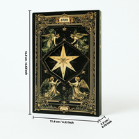 16,8*11,4 Bestseller Personalisiertes Tarot-Karten-Themen Papier-Journal Schwarz-Gold Hexagramm Tragbares Notizbuch Faltbares Magnetisches Tagebuch
