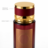 Flacon de parfum en verre vide en gros 250 ml noir mat avec bouchon doré décoratif arabe, atomiseur rechargeable, logo personnalisé