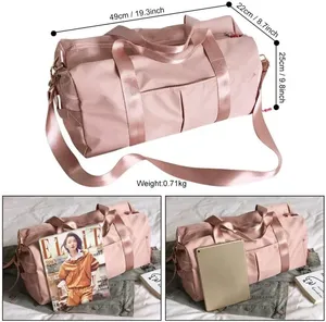 กระเป๋าเดินทางแบบพับได้ขนาดใหญ่กันน้ำ ผลิตจากโพลีเอสเตอร์ ปิดด้วยซิป เหมาะสำหรับกีฬา ท่องเที่ยว ใช้เป็นกระเป๋าเป้สะพายหลังสำหรับโปรโมชั่น โยคะ และออกกำลังกาย - Product Image 4