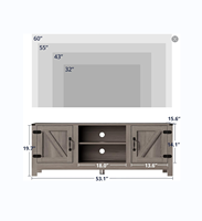 Support de télévision moderne de ferme pour centre de divertissement TV de 55/60 pouces avec étagère réglable Double portes de grange Salon Chambre à coucher