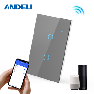 ANDELI 2ギャングスマートWifi Tuyaスイッチ2/<span class=keywords><strong>3Way</strong></span>音声制御グレー壁スイッチ家庭用防水ワイヤレススマートライフアプリ付き - Product Image 1