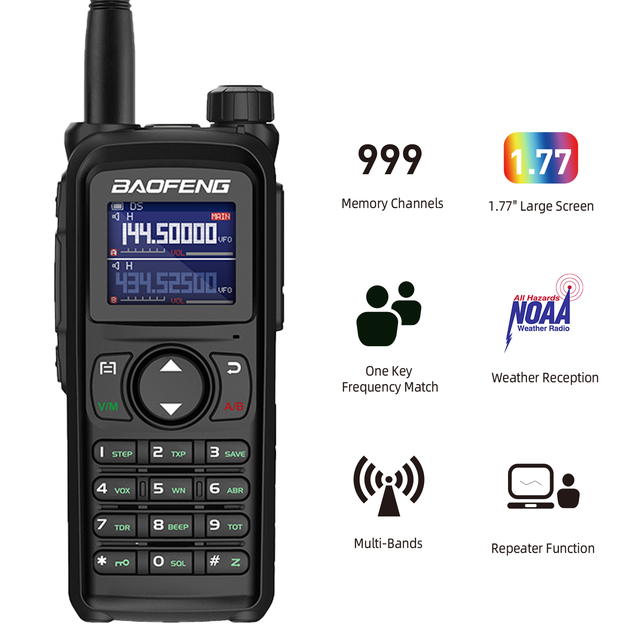 2024 Baofeng UV-28 999CH Walkie Talkies 5-10km 10W Tri Band Two Way Ham Radio With Air Band for Outdoor Camping Hunting Trip
