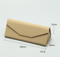 Étui à lunettes pliable triangulaire en cuir PU solide de haute qualité Huicheng HC-128, avec doublure métallique, fabrication directe d'usine, personnalisable OEM