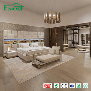 Set Camera da Letto di Design Italiano di Lusso, Letto King Size in Pelle con Testiera LED per Progetti Alberghieri e Ville, Soluzione Chiavi in Mano - Product Image 4
