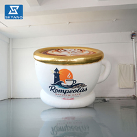 Modèle de tasse à café gonflable géante simulée sur mesure pour festival culinaire en plein air ou décoration publicitaire de camping