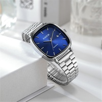 Reloj de Lujo para Hombre, de Acero Inoxidable, Moderno, Simple, Cuadrado, de Cuarzo, para Negocios y Uso Diario