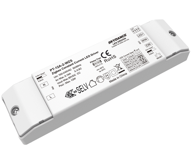 Skydance PT-12A-2-WZS 10-42VDC 12W 2 Channels Tuya Zigbee 3.0 CC CCT LED Driver Dimmable Power Supply for LED Down Light