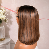 Peluca Bob HD Lace, Cabello Humano Virgen 100%, Color Borgoña, Frontal HD Lace, Cabello Natural Brasileño, Peluca Bob Corta Sin Pegamento