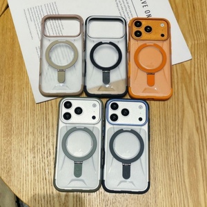 Senyork high quality TPU <b>PC</b> 2 IN 1 anti fall 360 magnetic holder transparent phone case for iPhone 15 16 17 pro max - Product Image 6