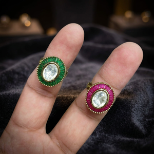 Luxury gold-plated <b>adjustable</b> oval cubic zirconia halo cocktail <b>ring</b> for women with marquise crystal accents. - Product Image 3
