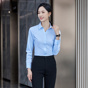 Women's Formal Shirt Set Solid Color Bamboo Fiber Anti-Wrinkle Office Workwear Professional Business Wear Long Sleeve - Product Image 2