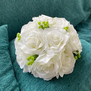 New Product Ideas Artificial White Rose Babysbreath Flower Ball Wedding Centerpieces Party Decoration