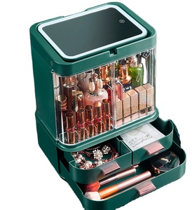 Perfume Beauty Brush Makeup Box With Led Light Mirror Girl Luxury Makeup Box Organizer Perfume Cosmetic Storage Box With Mirror