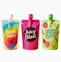 Pochette souple alimentaire avec bec verseur pour sauces, huiles, jus et liquides, sac d'emballage avec bouchon, sac en plastique imprimé sur mesure avec buse