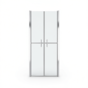 Puerta de Ducha Transparente ESG de 33.9x74.8 Pulgadas con Marco Plateado, Vidrio Templado, Diseño Minimalista con Bisagras - Product Image 1