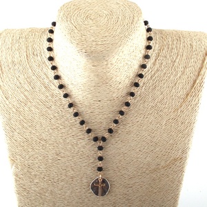 Joyería de moda de oro <span class=keywords><strong>corto</strong></span> <span class=keywords><strong>Rosario</strong></span> collar de cadena de las mujeres de aleación de Disco Cruz colgante collar de Gargantilla - Product Image 4