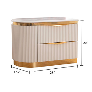 Comodino in Legno Bianco con 2 Cassetti e Dettagli Dorati, Design Lato Sinistro - Product Image 2