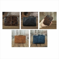 Porte-monnaie en cuir rétro Al1005 Crazy Horse, design personnalisé en gros, fermeture éclair, porte-clés, mini portefeuille unisexe, mignon, luxe