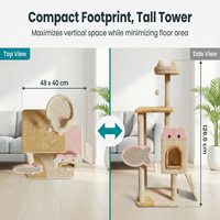 Arbre à chat en bois multi-niveaux de luxe et durable avec poteaux à gratter en sisal, maisonnette et perchoir pour grands chats d'intérieur et chatons