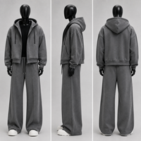 Ensemble sweat à capuche et pantalon de survêtement personnalisé, grammage lourd 500 GSM, en Polyester/Viscose/Spandex, coupe ample et décontractée, pour marques de streetwear