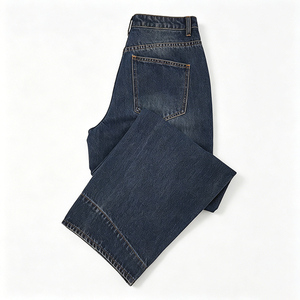 Jeans <span class=keywords><strong>de</strong></span> Mezclilla Anchos <span class=keywords><strong>de</strong></span> Cintura Alta para Mujer, Color Azul Oscuro, Transpirables, Estilo Casual Minimalista - Product Image 4