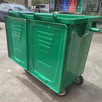 Poubelle extérieure autoportante en acier galvanisé de 1100 L, grande capacité, bac de recyclage, boîte de rangement pour plage, promenade, centre commercial