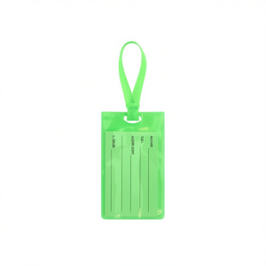 Étiquette de bagage en plastique fluorescent 6,5x11,5 cm avec sangle pratique pour l'identification en voyage - Product Image 1
