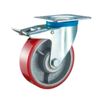 Roulettes industrielles robustes pour meubles, vente directe fabricant, moyeu en fonte, roulement à billes double, roue en PU 100mm/125mm