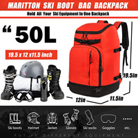 Sac à dos de voyage 50L imperméable en nylon pour bottes de ski et snowboard avec coussin d'air et bandoulière, sac de transport pour équipement de ski en polyester