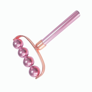 Rodillo de Masaje de 4 Bolas de Aleación de Aluminio Electrochapado en Rosa - Herramienta para el Cuidado de la Piel y Facial - Product Image 3