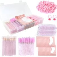 Kit d'outils pour extensions de cils avec boîte à cils réutilisable en plastique transparent, brosse à cils portable et patchs d'isolation