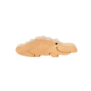 Natural Wooden Beech Animal Crocodile Craft Toy Living Room Shelf Decor Educational Crocodile Baby for Toddlers
