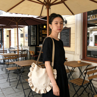 Tas Belanja Kanvas Katun ZHYD Custom Chic, Tas Tote Berumbai Elegan dan Tahan Lama dengan Logo Cetak